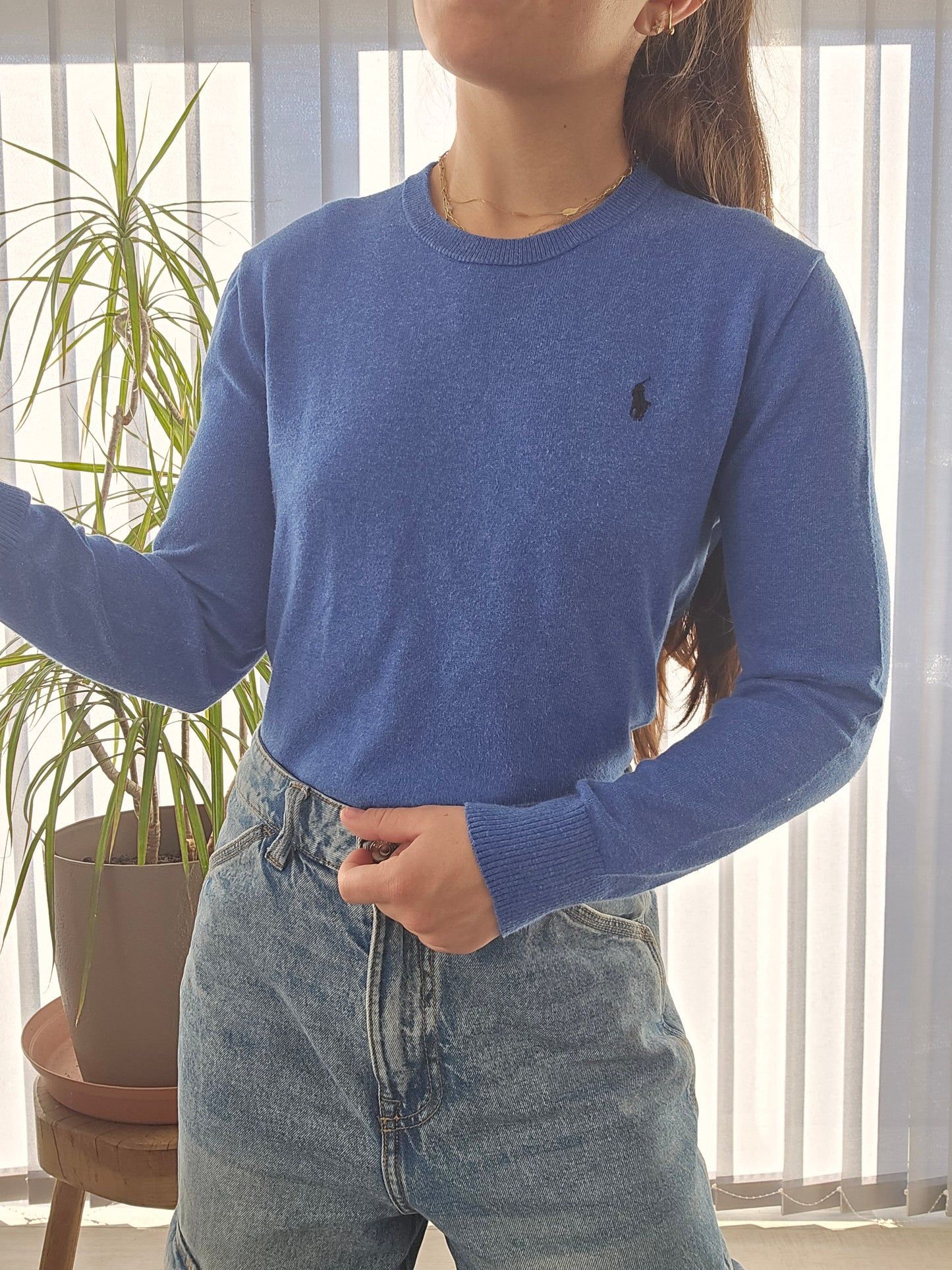 Pull fin bleu - XS/34