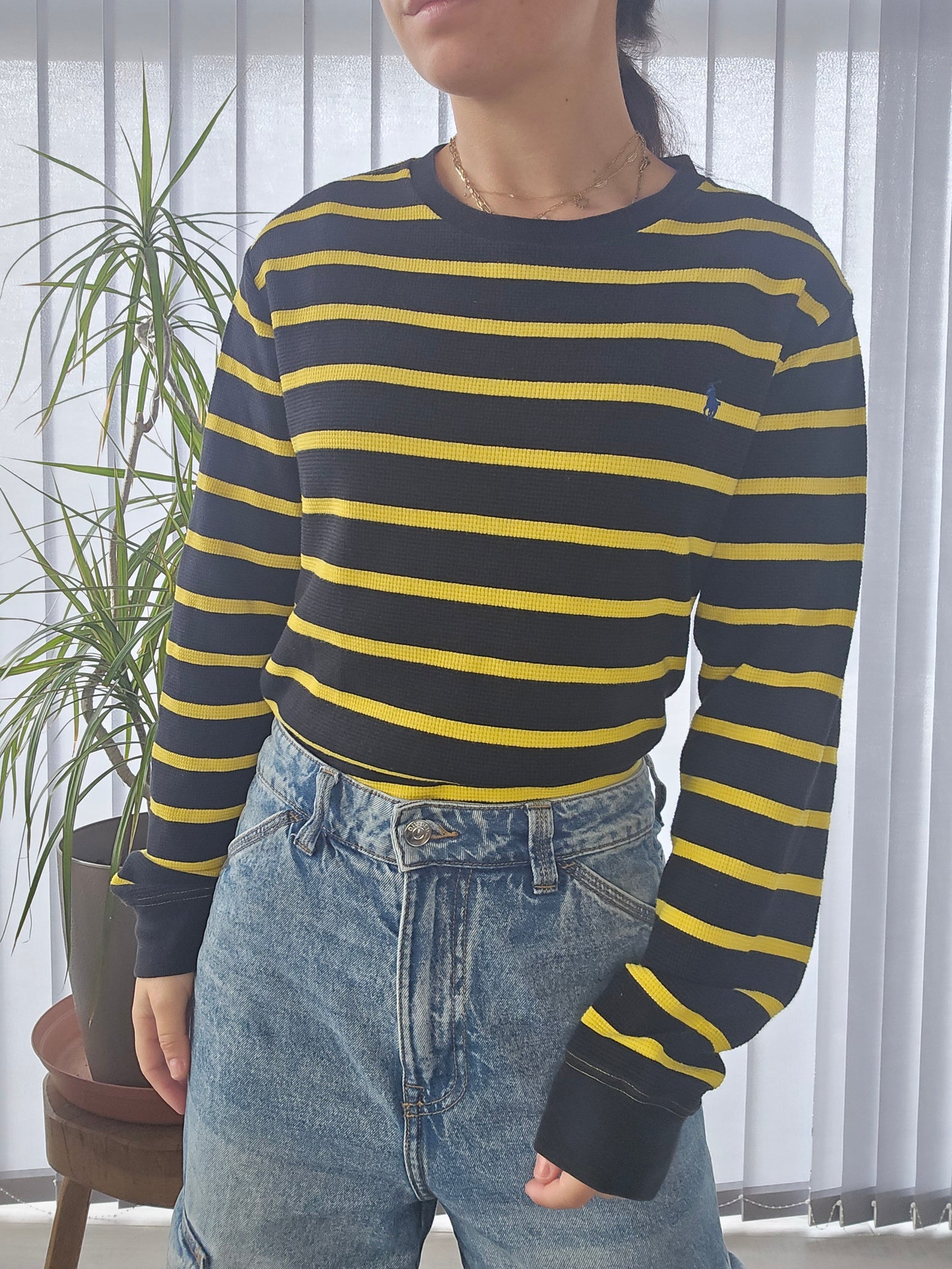 Pull en maille abeille à rayures - M/38