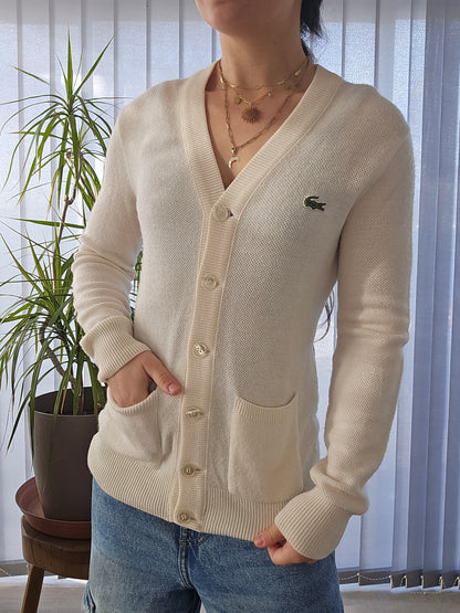 Cardigan crème des années 80' fabriqué en France - XS/S