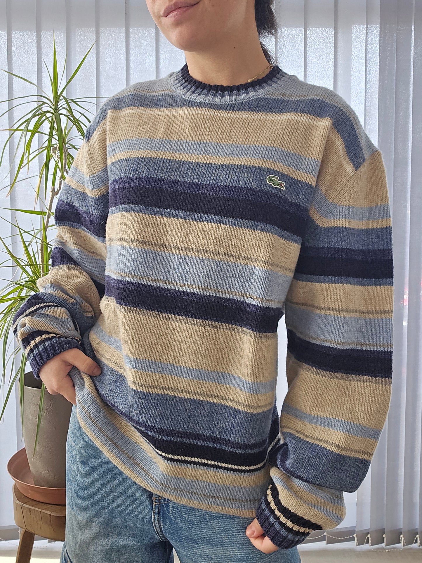 Pull en maille à rayures des années 90' - XL/42