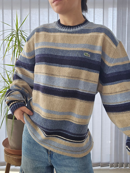 Pull en maille à rayures des années 90' - XL/42