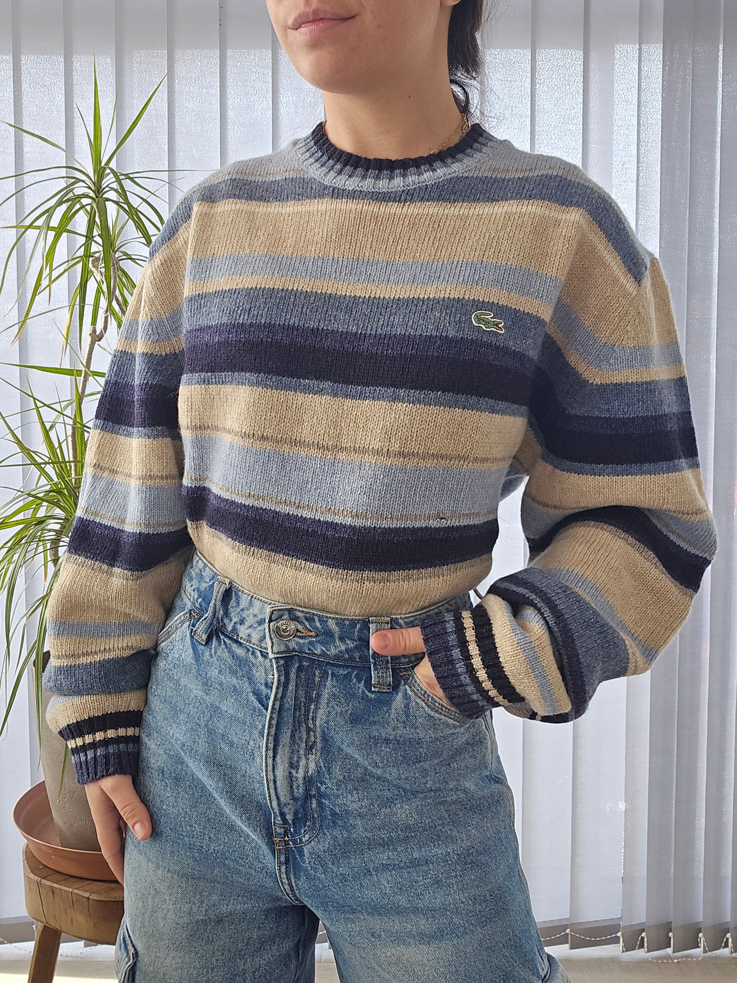 Pull en maille à rayures des années 90' - XL/42