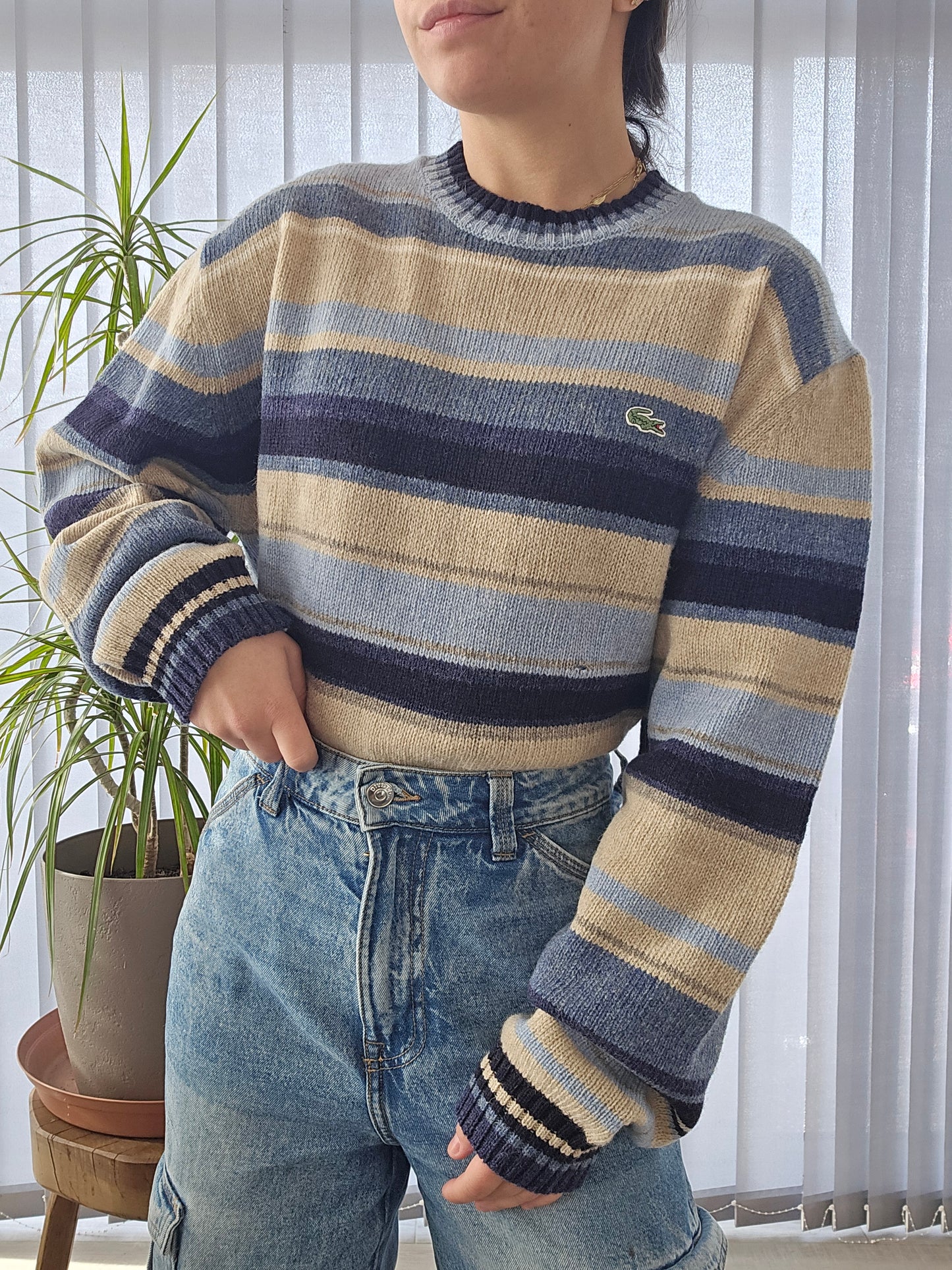 Pull en maille à rayures des années 90' - XL/42