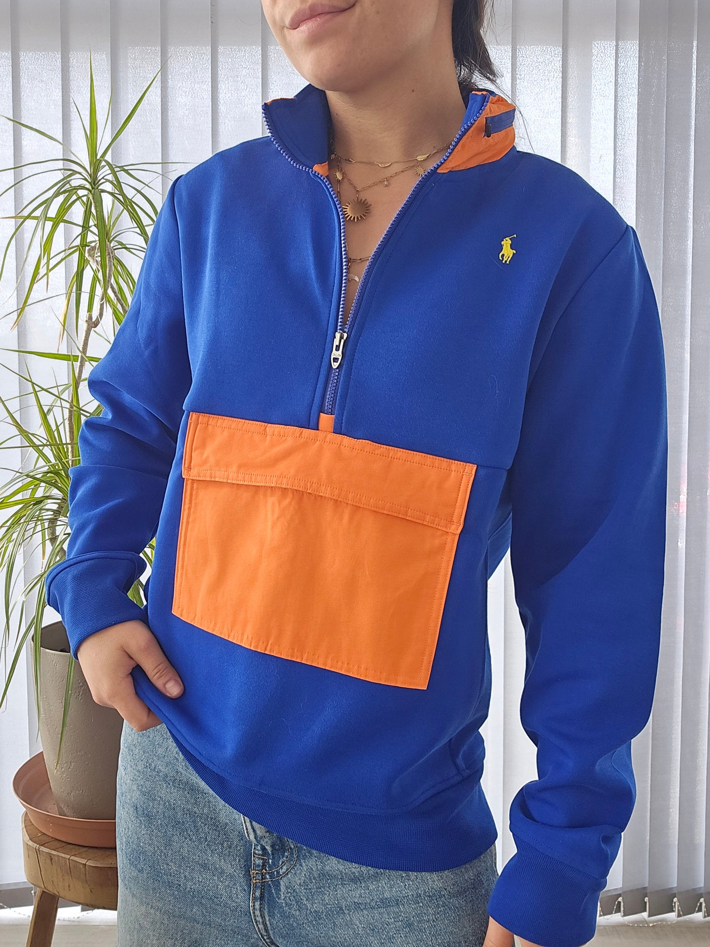 Sweat half zip bleu - XS/S