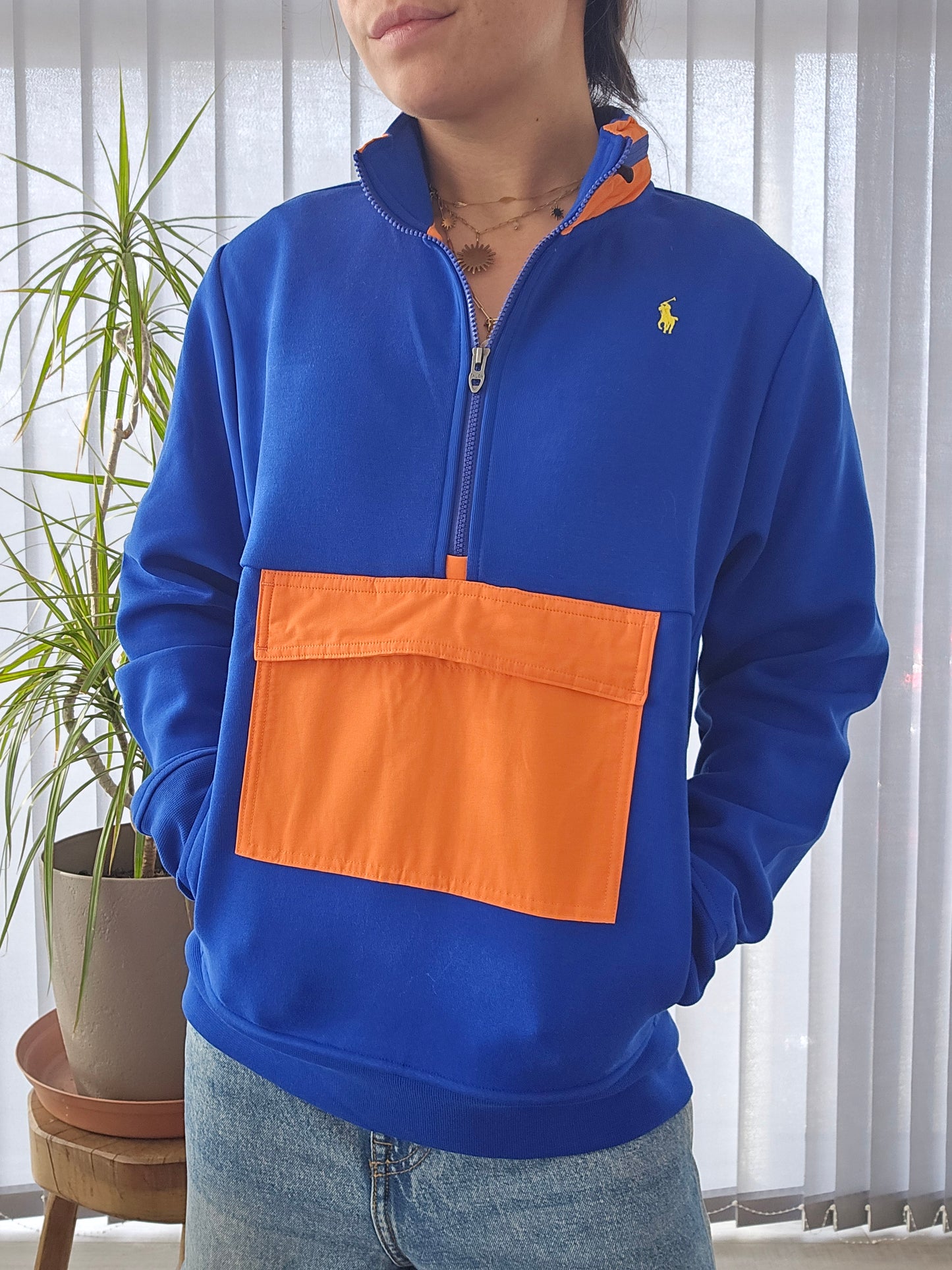 Sweat half zip bleu - XS/S