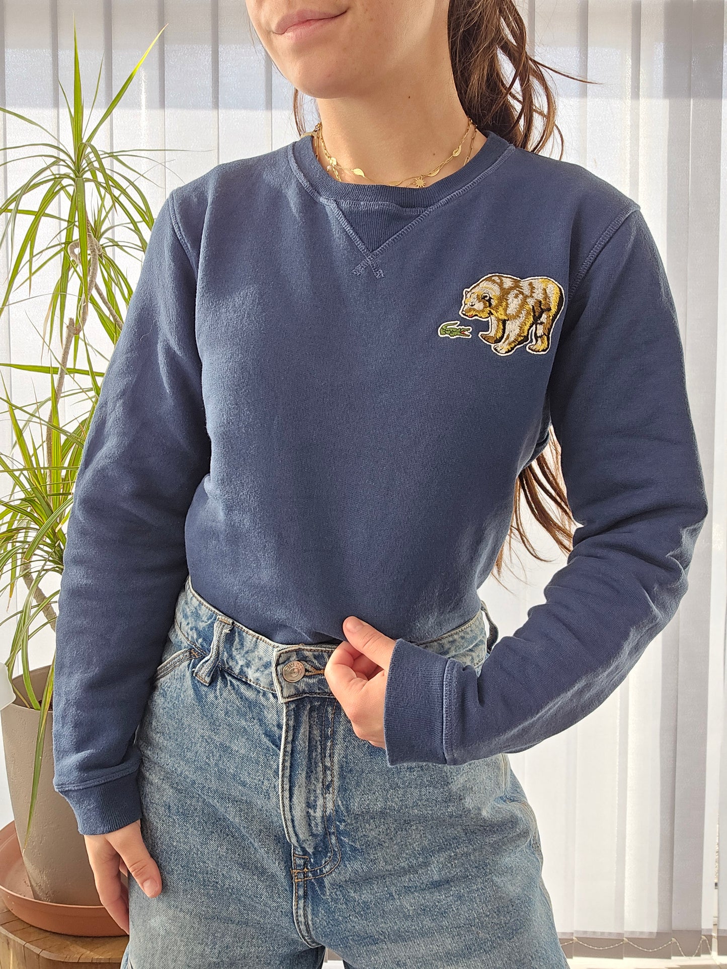 Sweat bleu marine brodé - XS/34