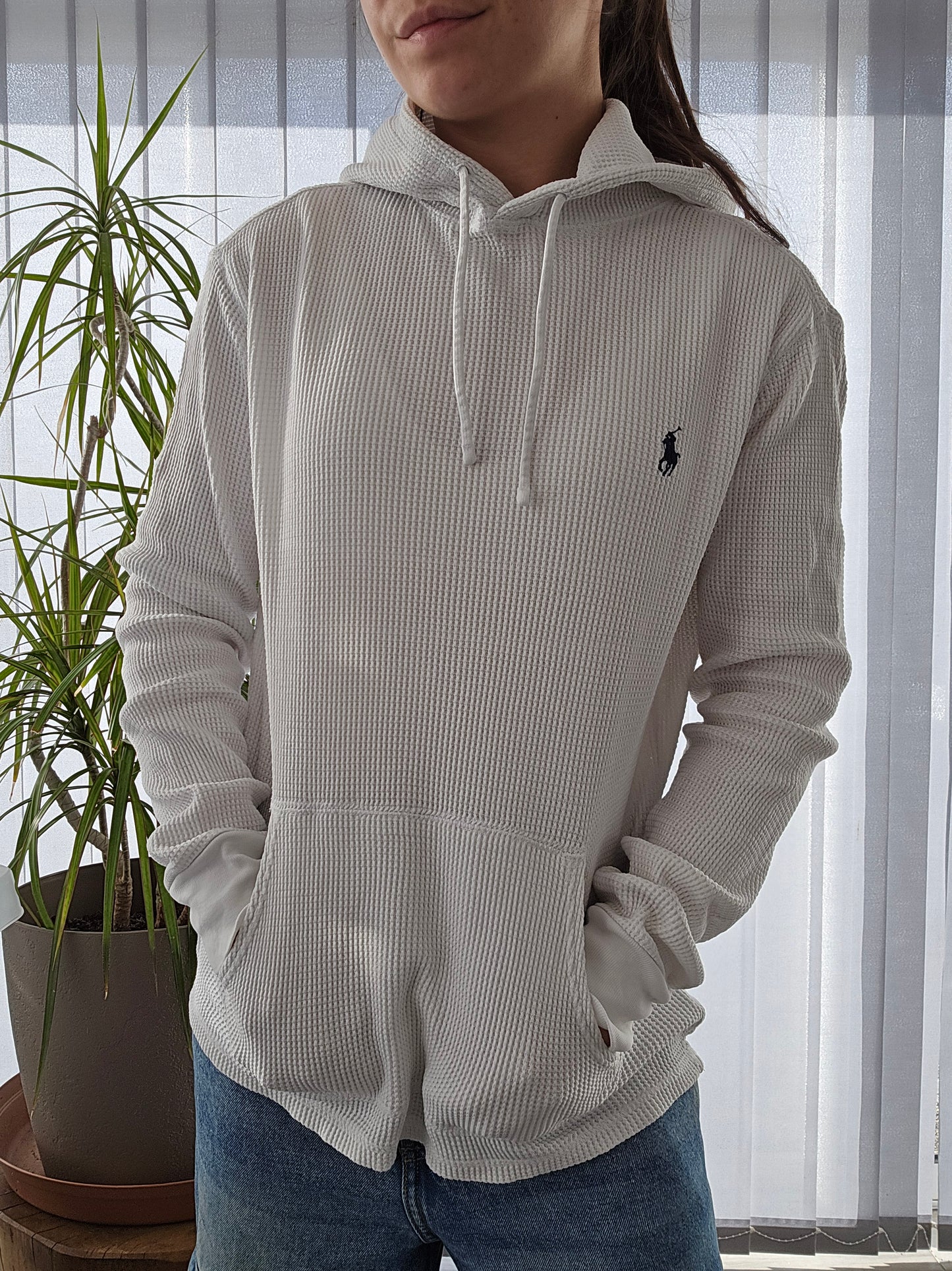 Sweat blanc en maille abeille - XS/S