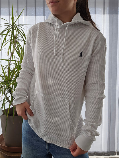 Sweat blanc en maille abeille - XS/S