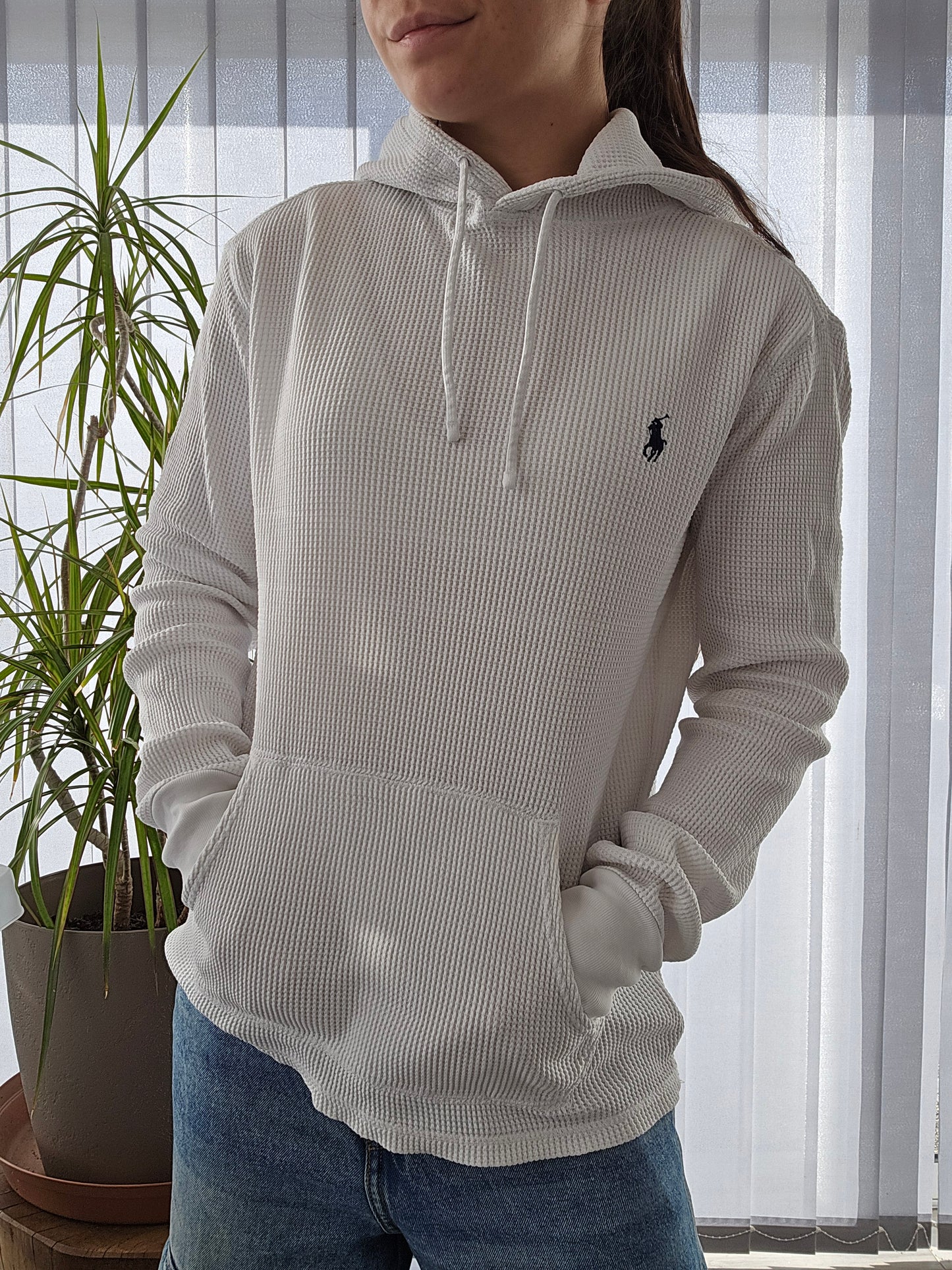 Sweat blanc en maille abeille - XS/S