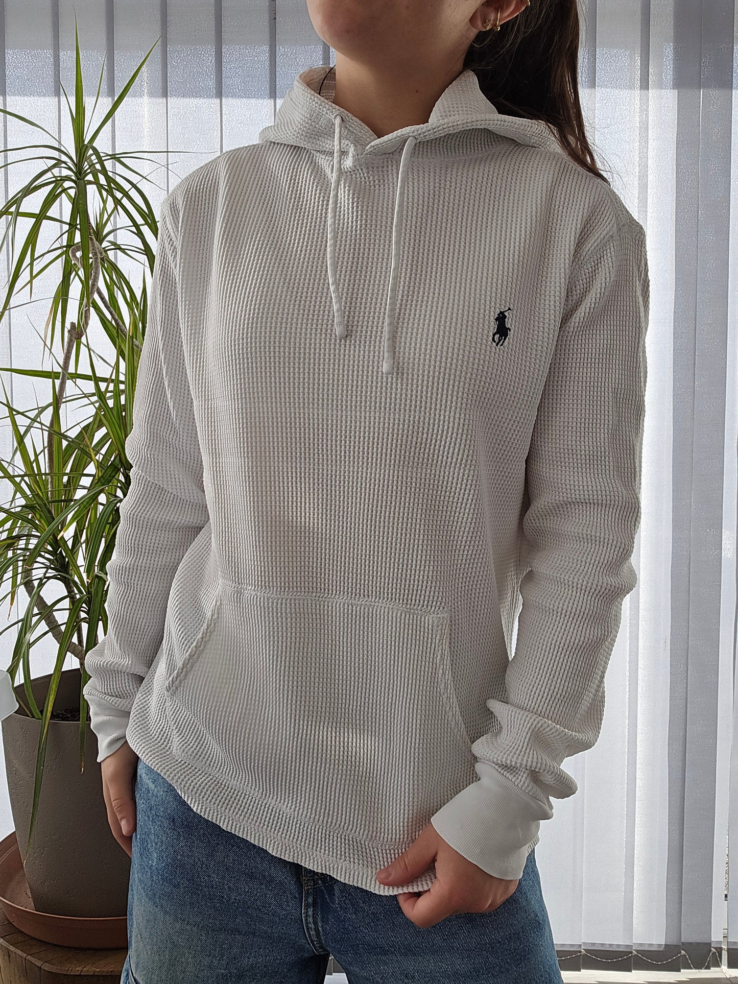 Sweat blanc en maille abeille - XS/S