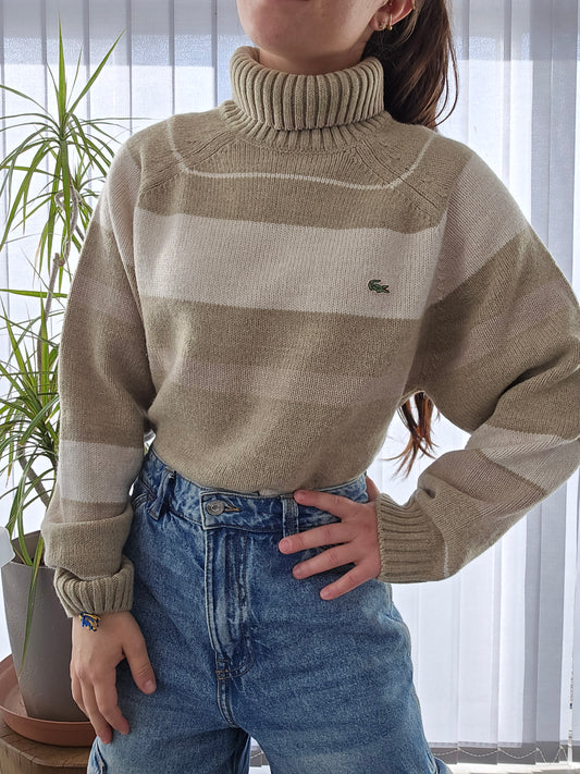 Pull col roulé rayé des années 90' - M/L