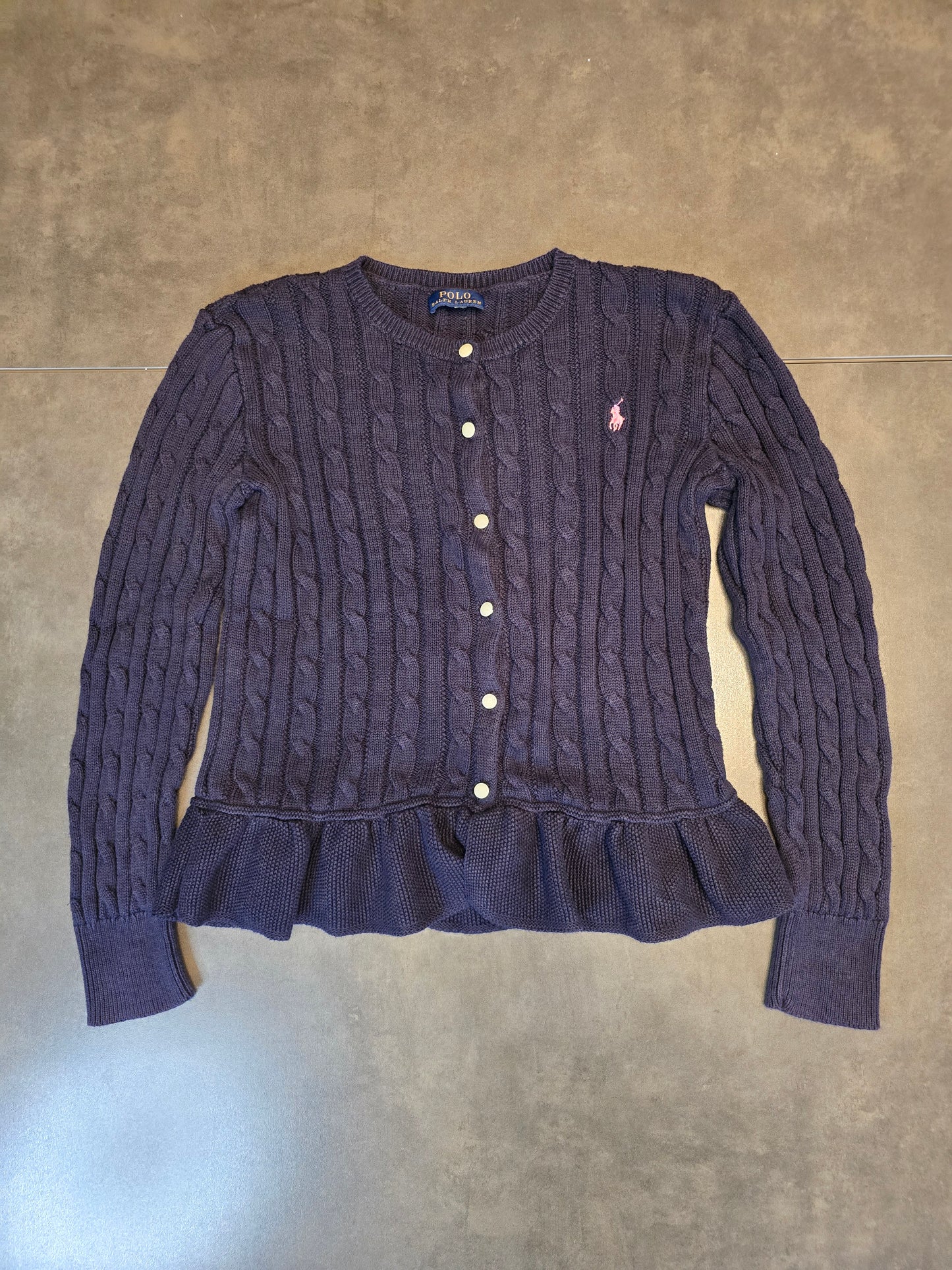 Cardigan en maille torsadée marine - XS/34