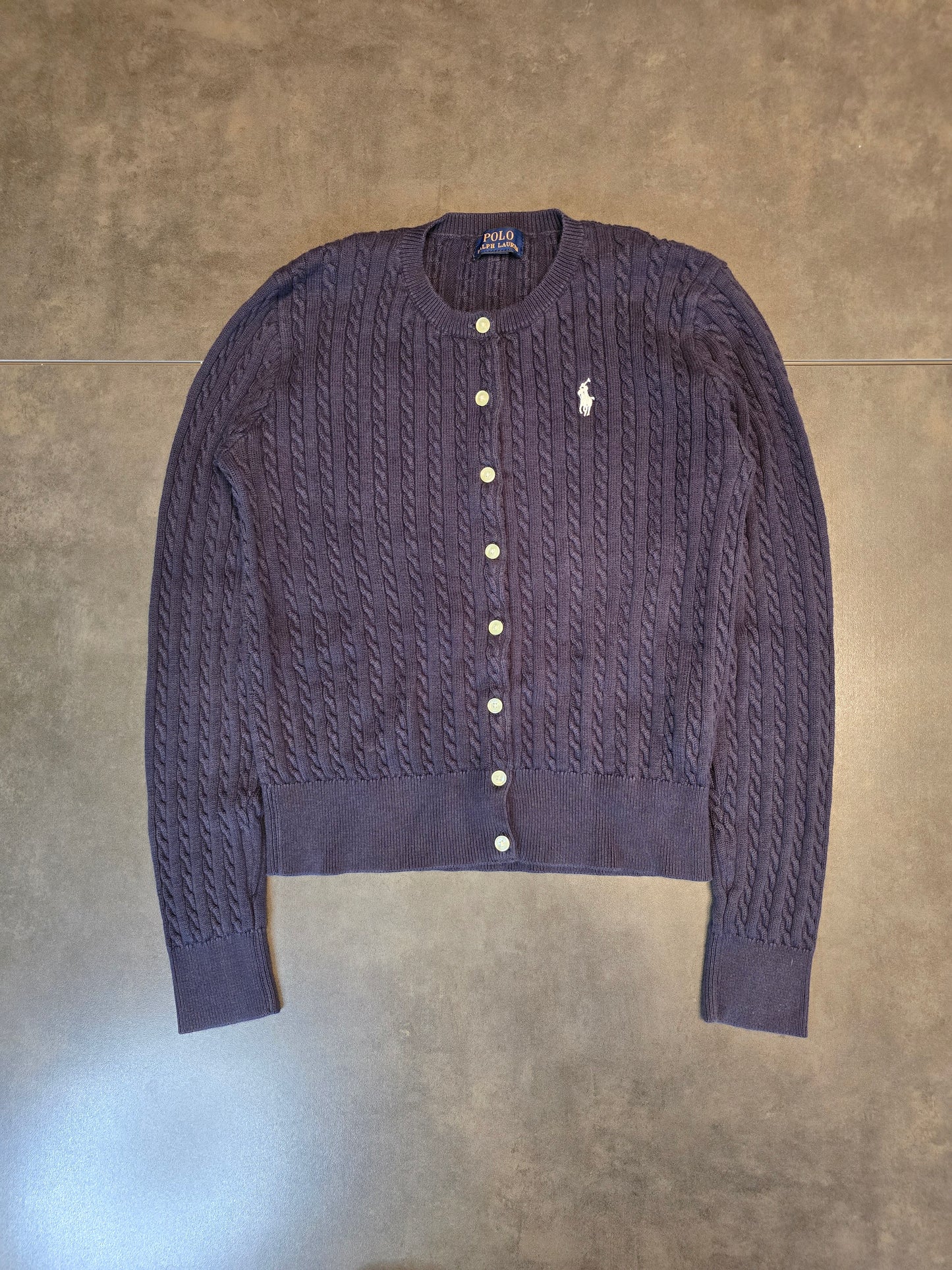 Cardigan en maille torsadée marine - XS/34