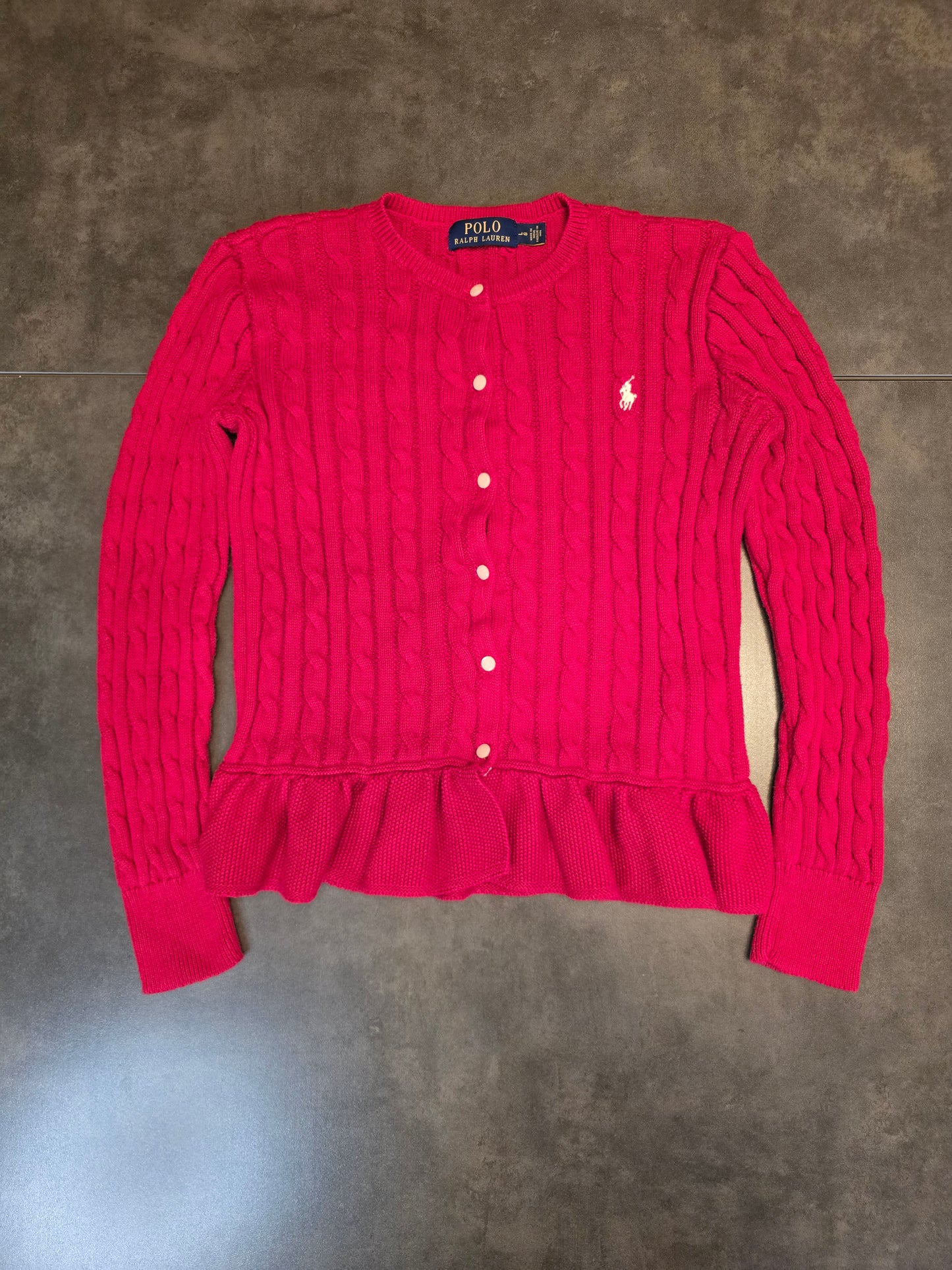 Cardigan en maille torsadée rouge - M/38