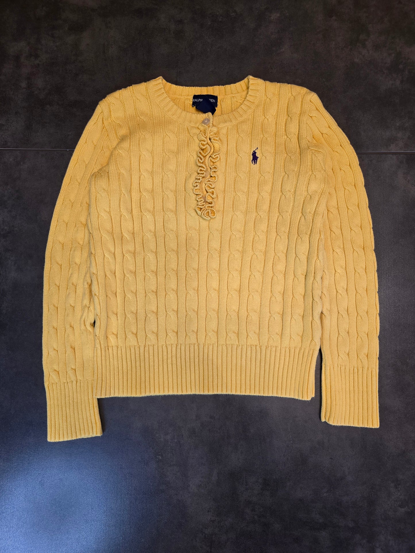 Pull en maille torsadée jaune - XS/34