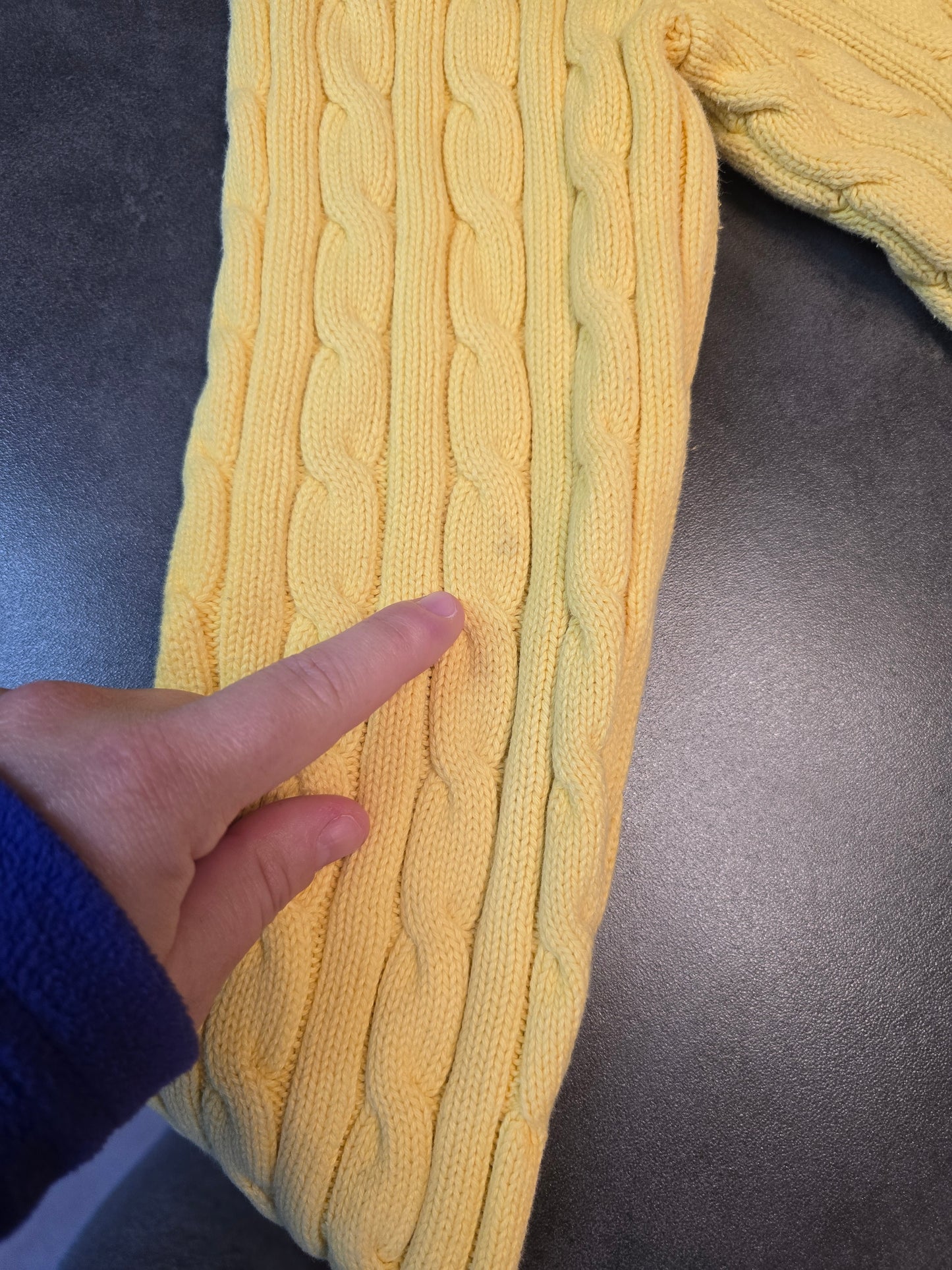 Pull en maille torsadée jaune - XS/34