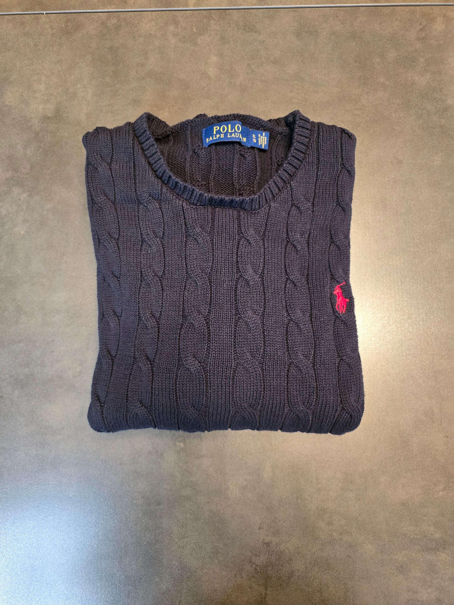 Pull en maille torsadée noire - XL/42