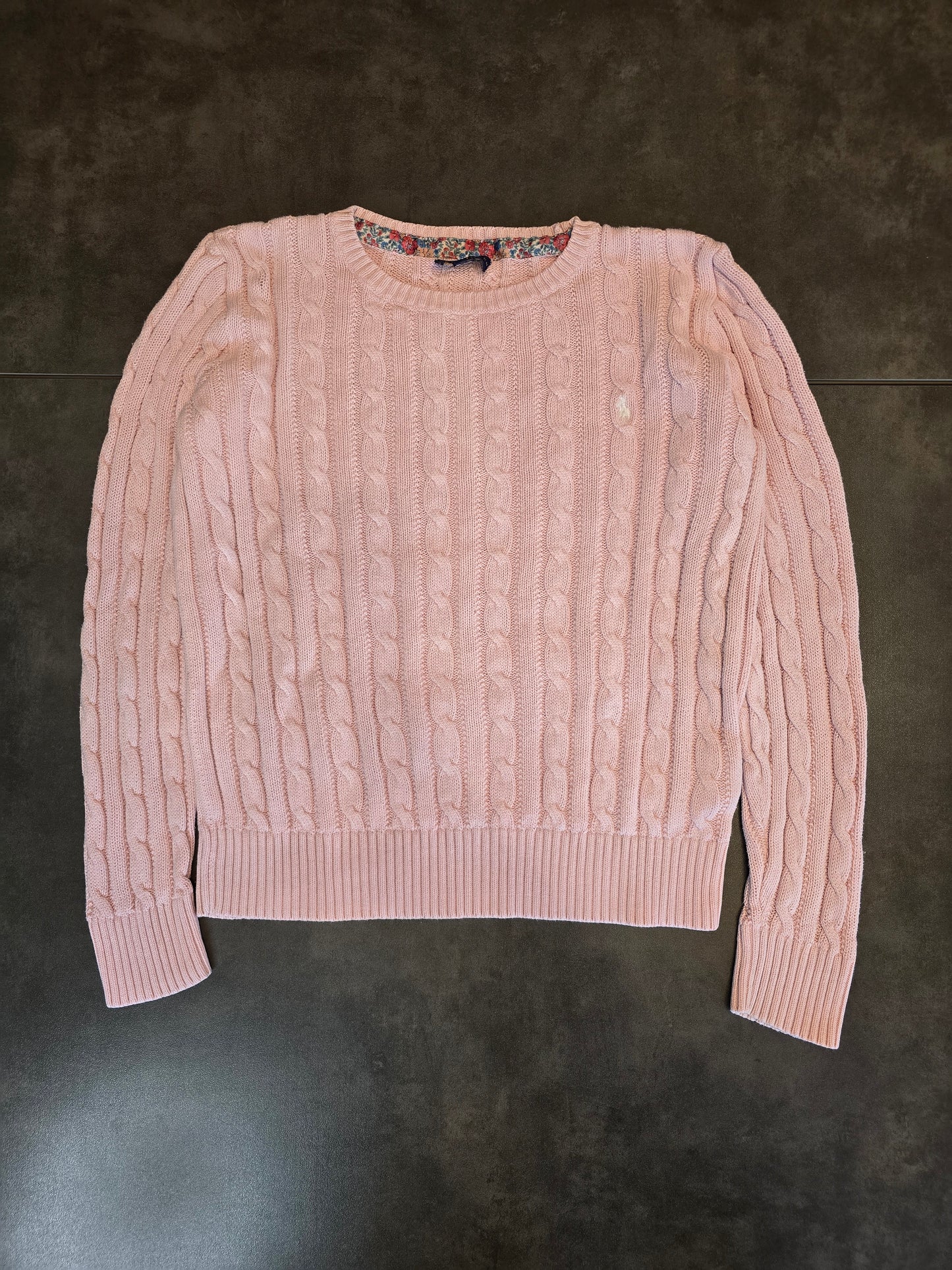 Pull en maille torsadée rose clair - XS/34