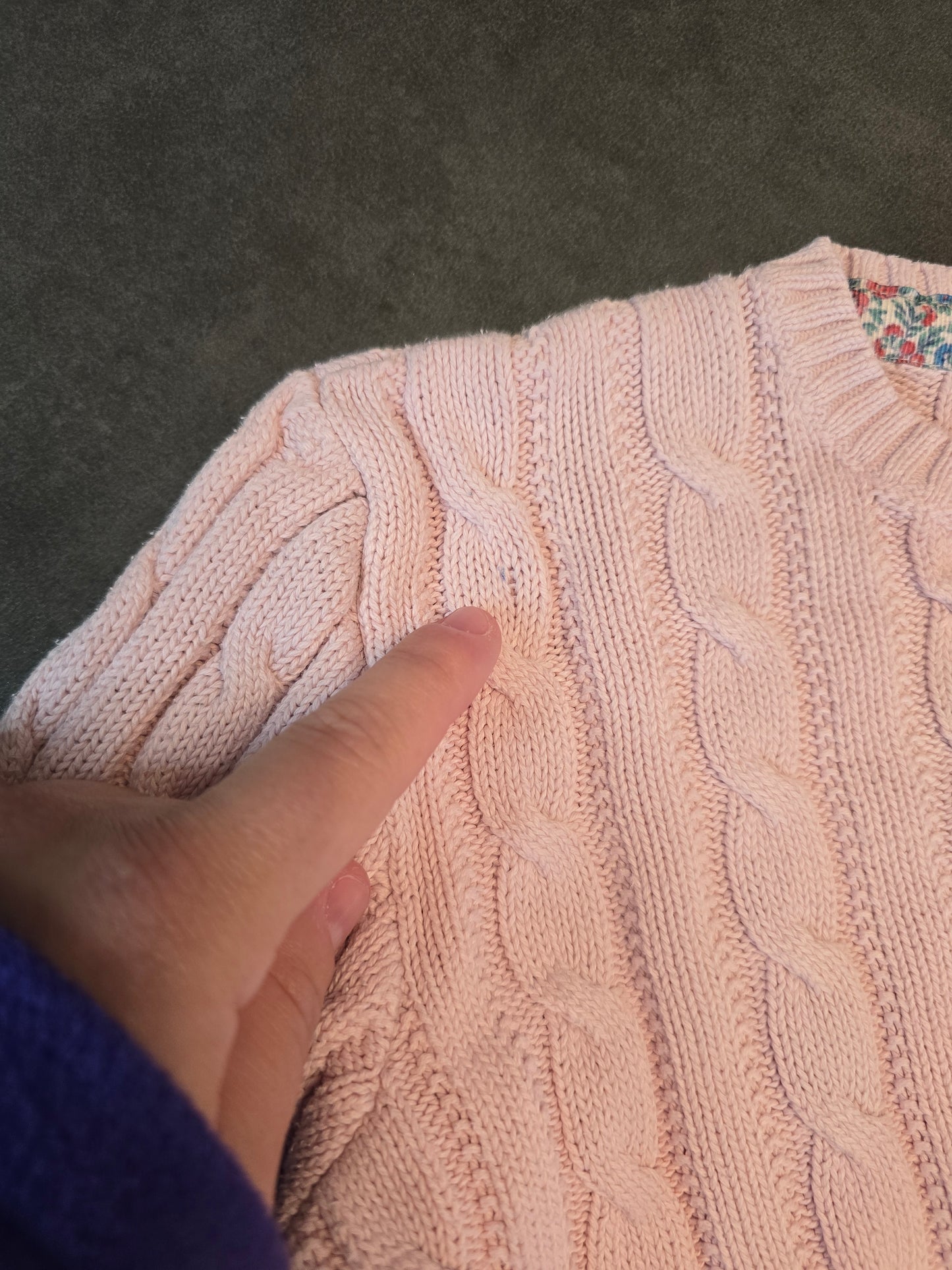 Pull en maille torsadée rose clair - XS/34