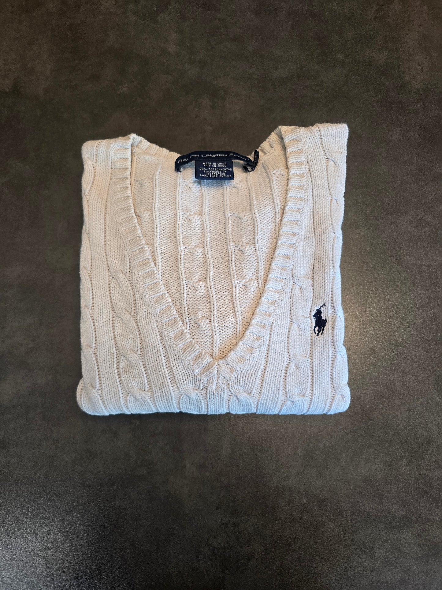 Pull col V en maille torsadée blanc - M/38