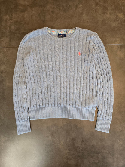 Pull en maille torsadée bleu - XS/34