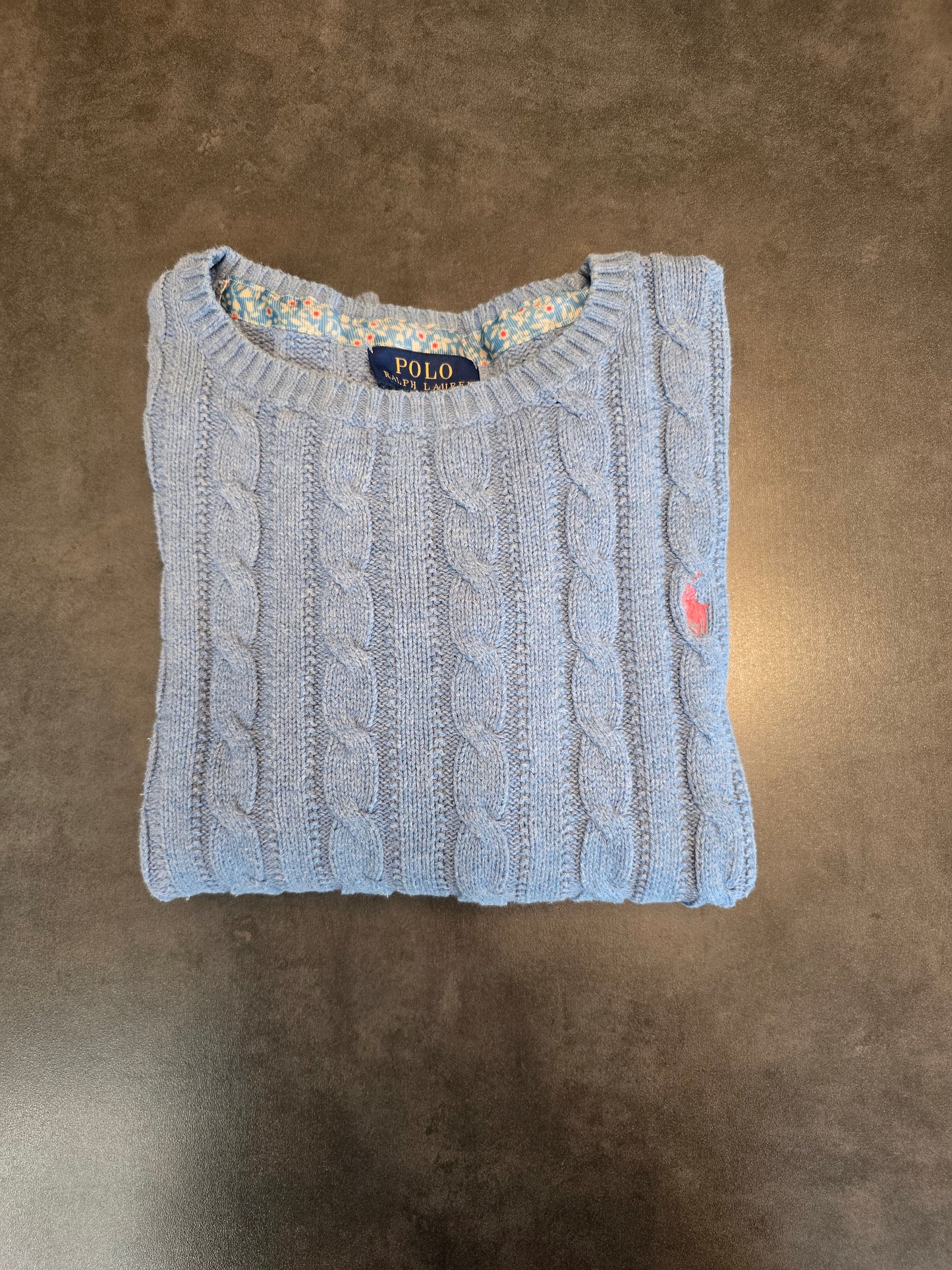 Pull en maille torsadée bleu - XS/34