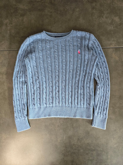 Pull en maille torsadée bleu - XS/34