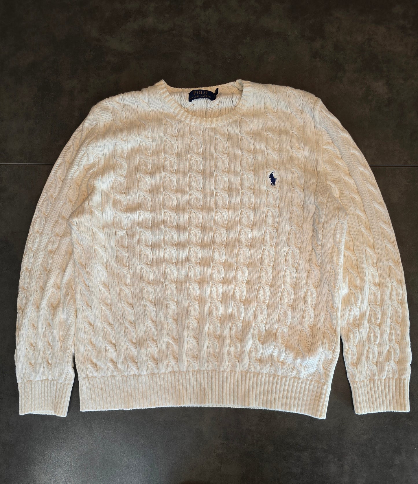 Pull en maille torsadée blanc - XL homme