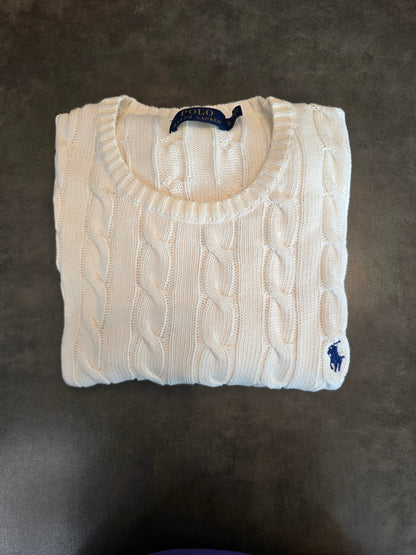 Pull en maille torsadée blanc - XL homme