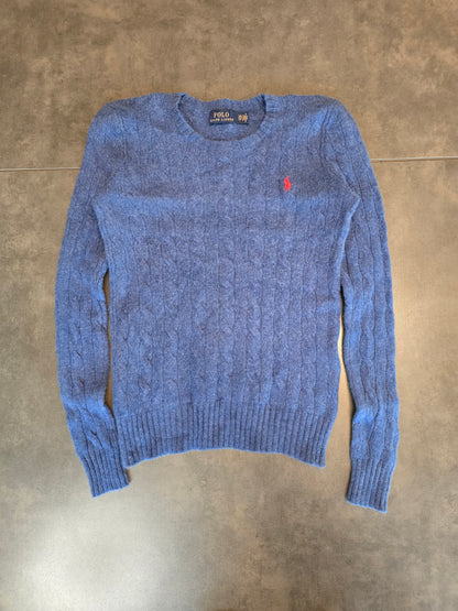 Pull en maille torsadée bleu - XS/34