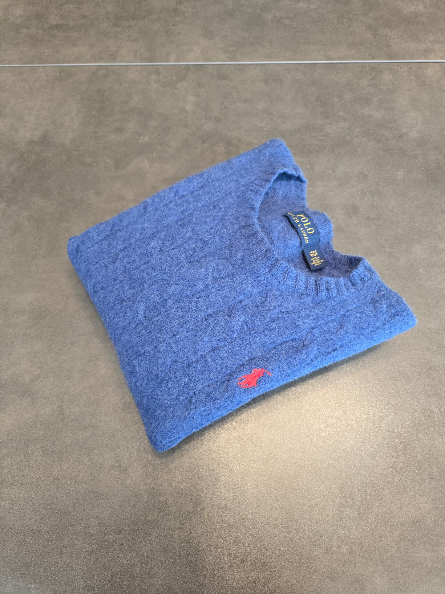 Pull en maille torsadée bleu - XS/34