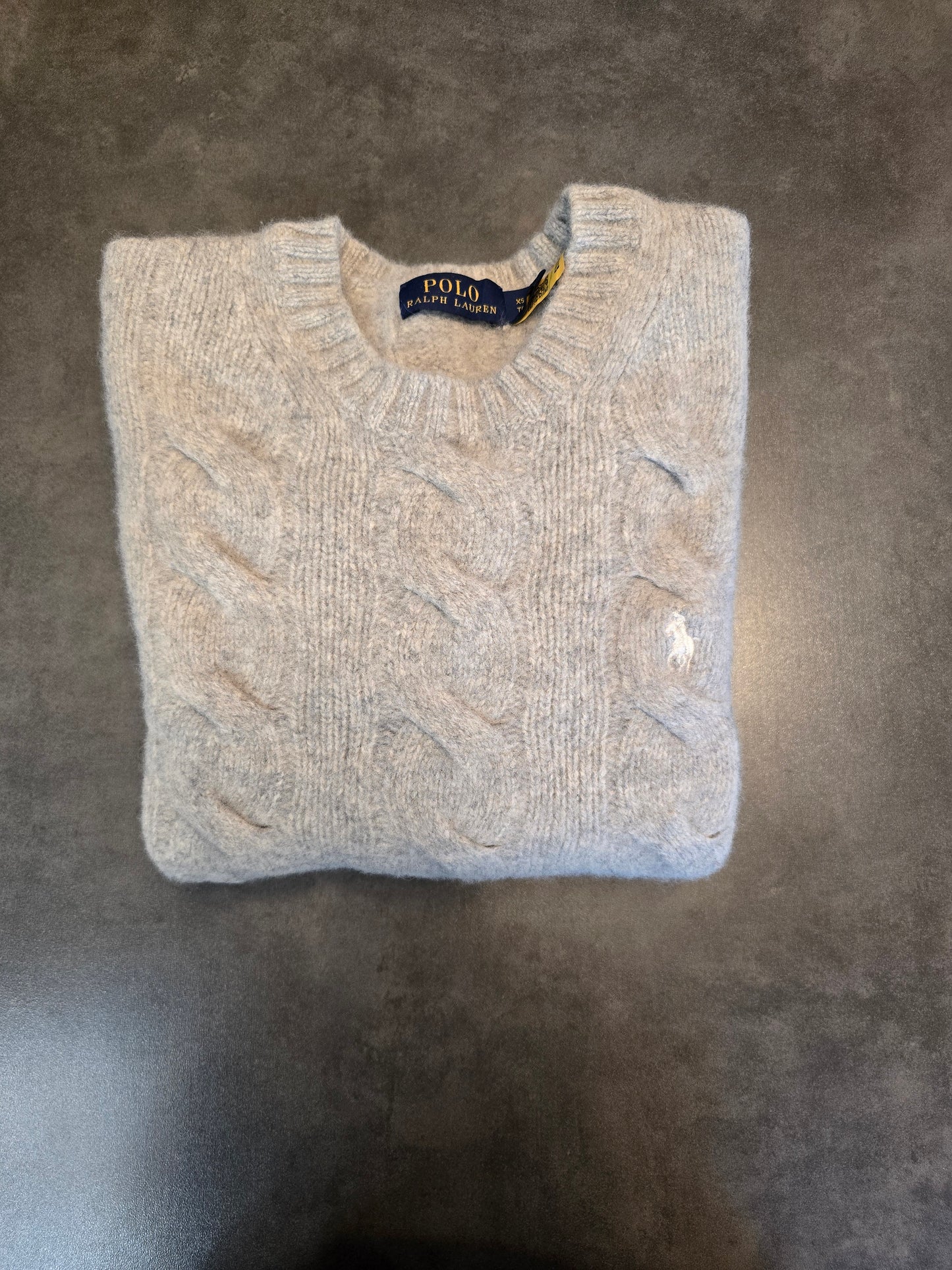 Pull en maille torsadée gris clair en laine - XXS/32