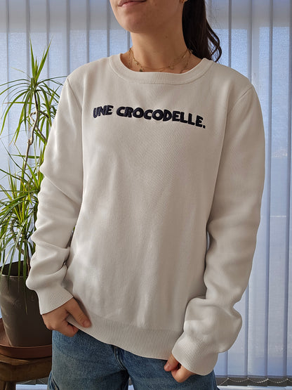 Pull blanc "une crocodelle" - M/38