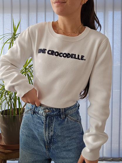 Pull blanc "une crocodelle" - M/38