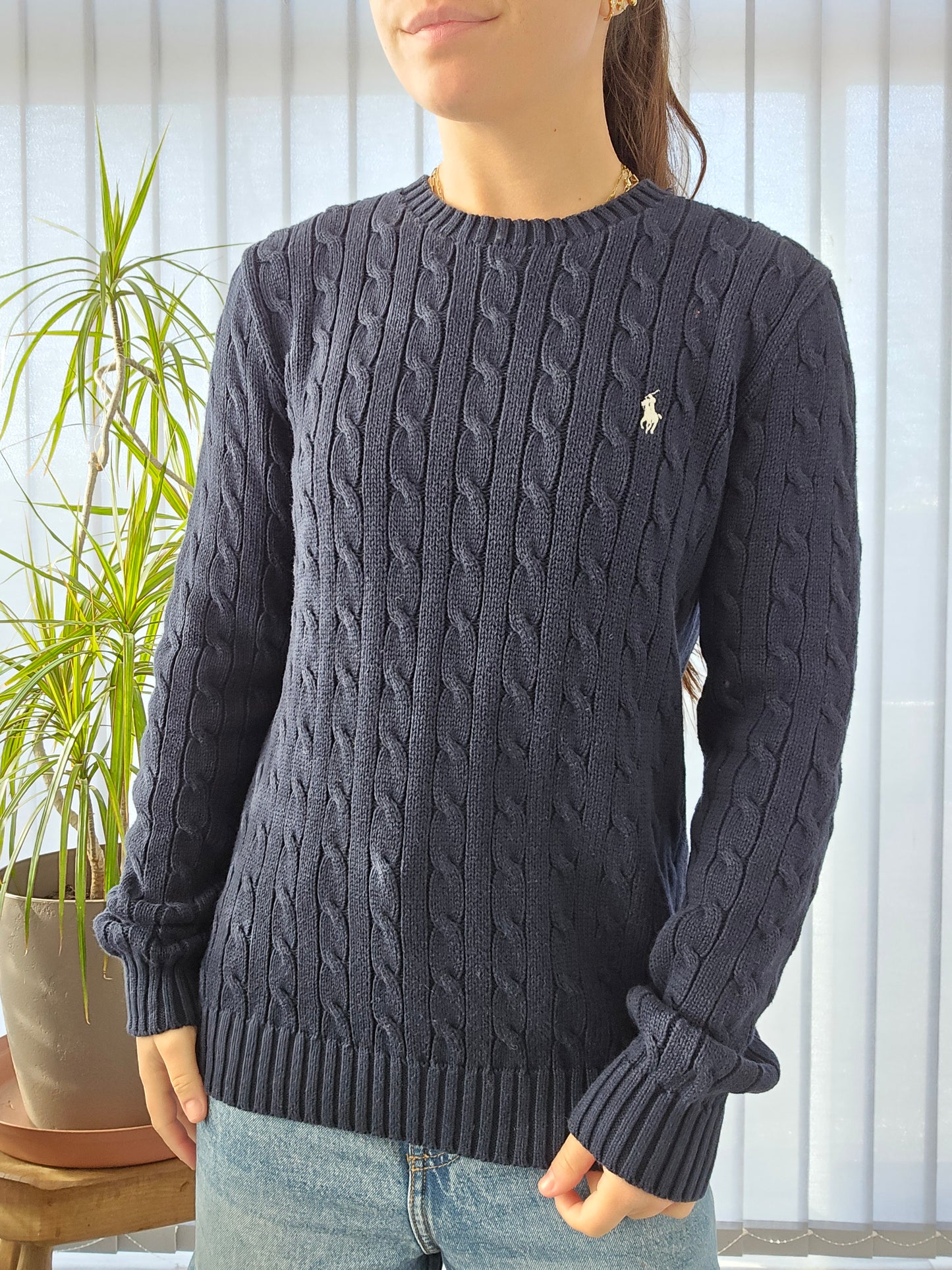 Pull en maille torsadée marine - M/38