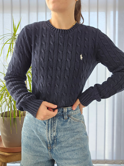 Pull en maille torsadée marine - M/38