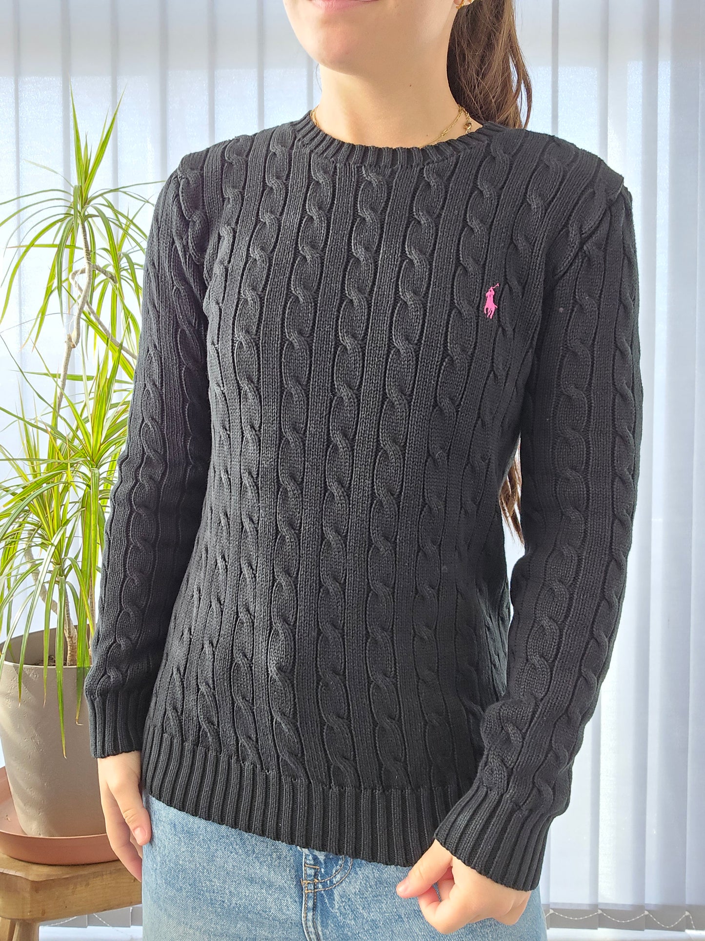 Pull en maille torsadée noire - S/36