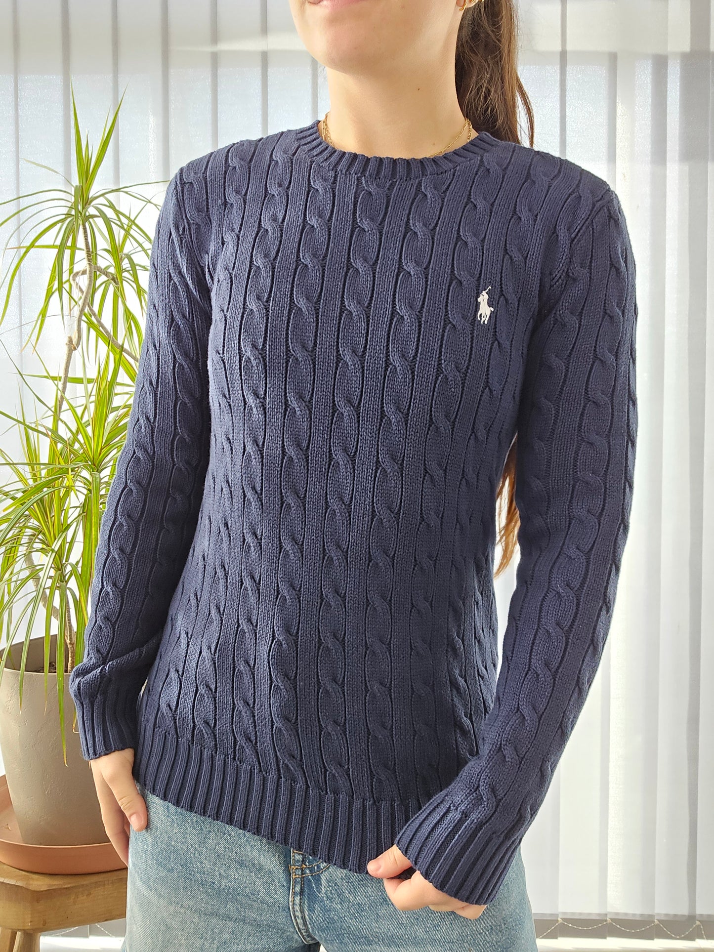 Pull en maille torsadée marine - S/36