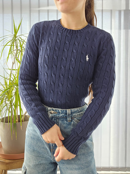 Pull en maille torsadée marine - S/36