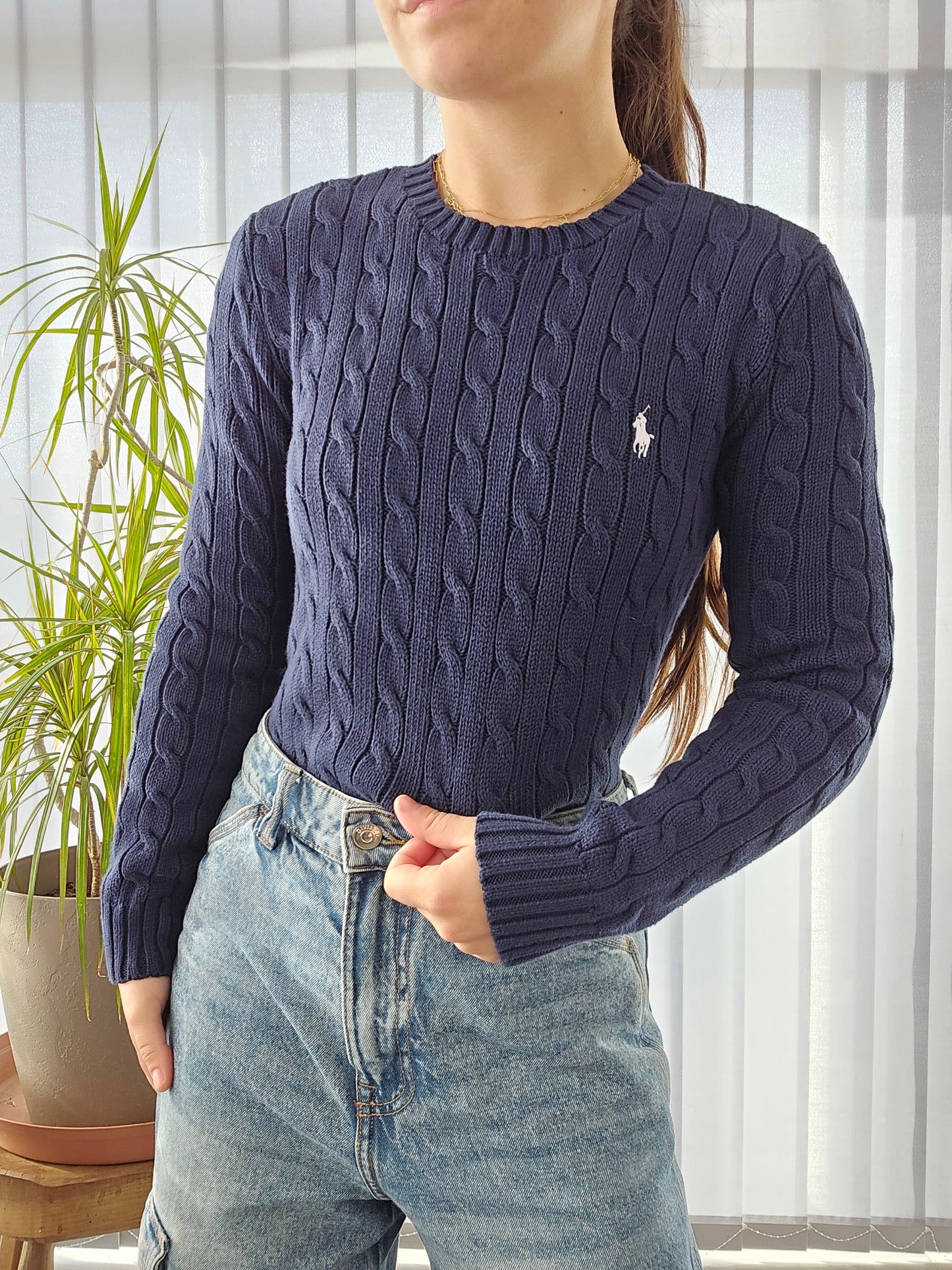 Pull en maille torsadée marine - S/36