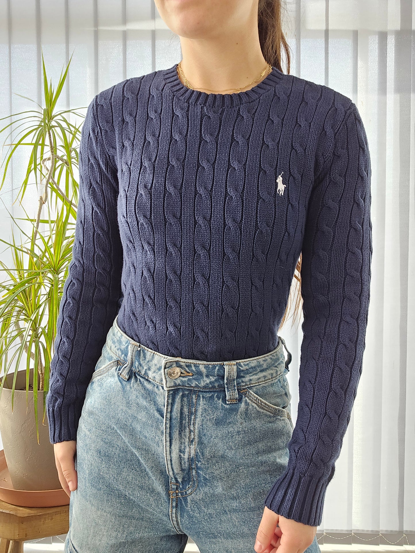 Pull en maille torsadée marine - S/36