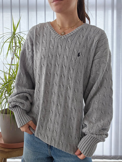 Pull en maille torsadée gris - L homme