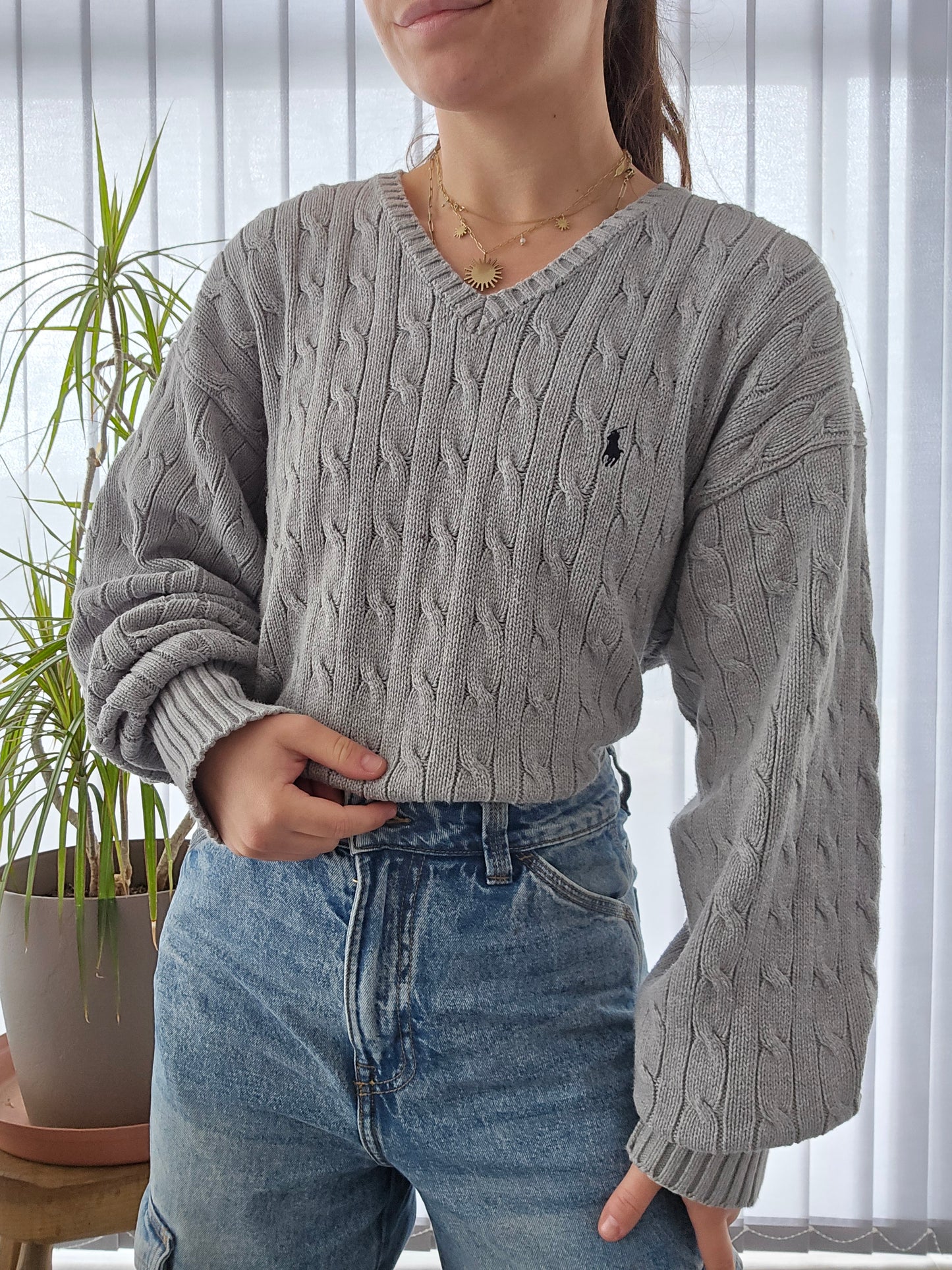 Pull en maille torsadée gris - L homme