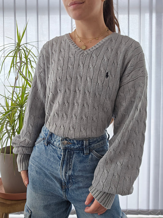 Pull en maille torsadée gris - L homme