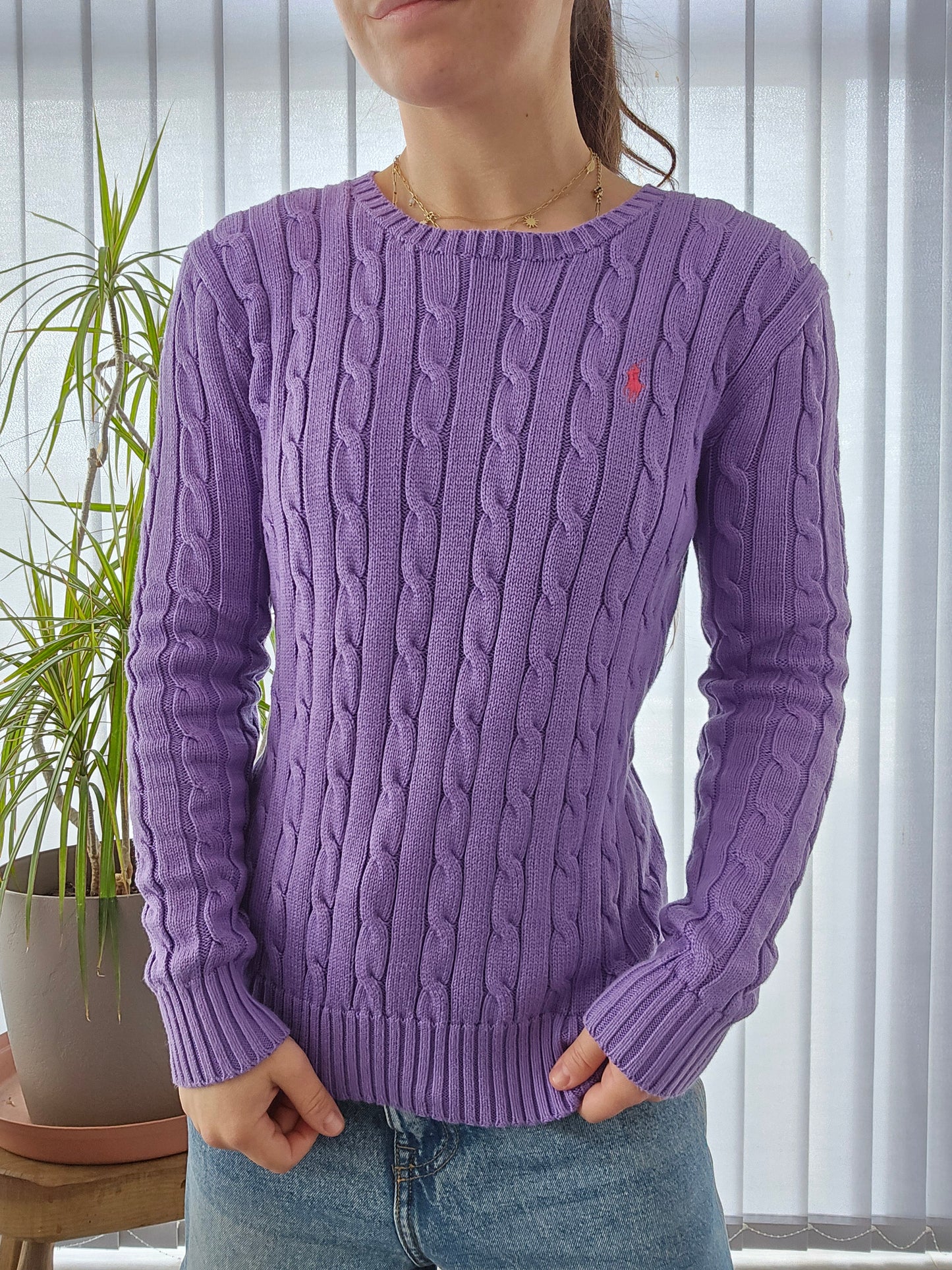 Pull en maille torsadée mauve - S/36