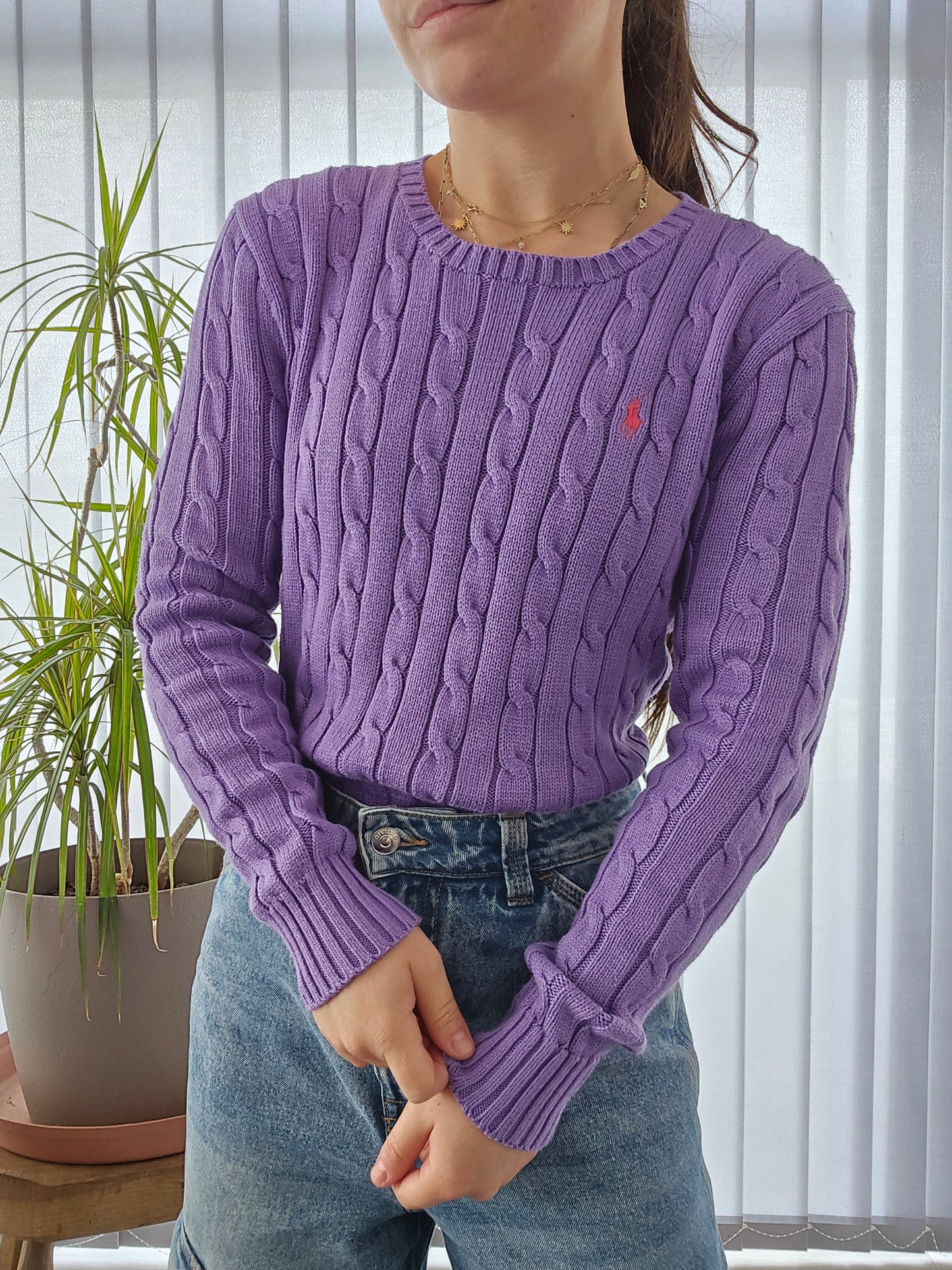 Pull en maille torsadée mauve - S/36