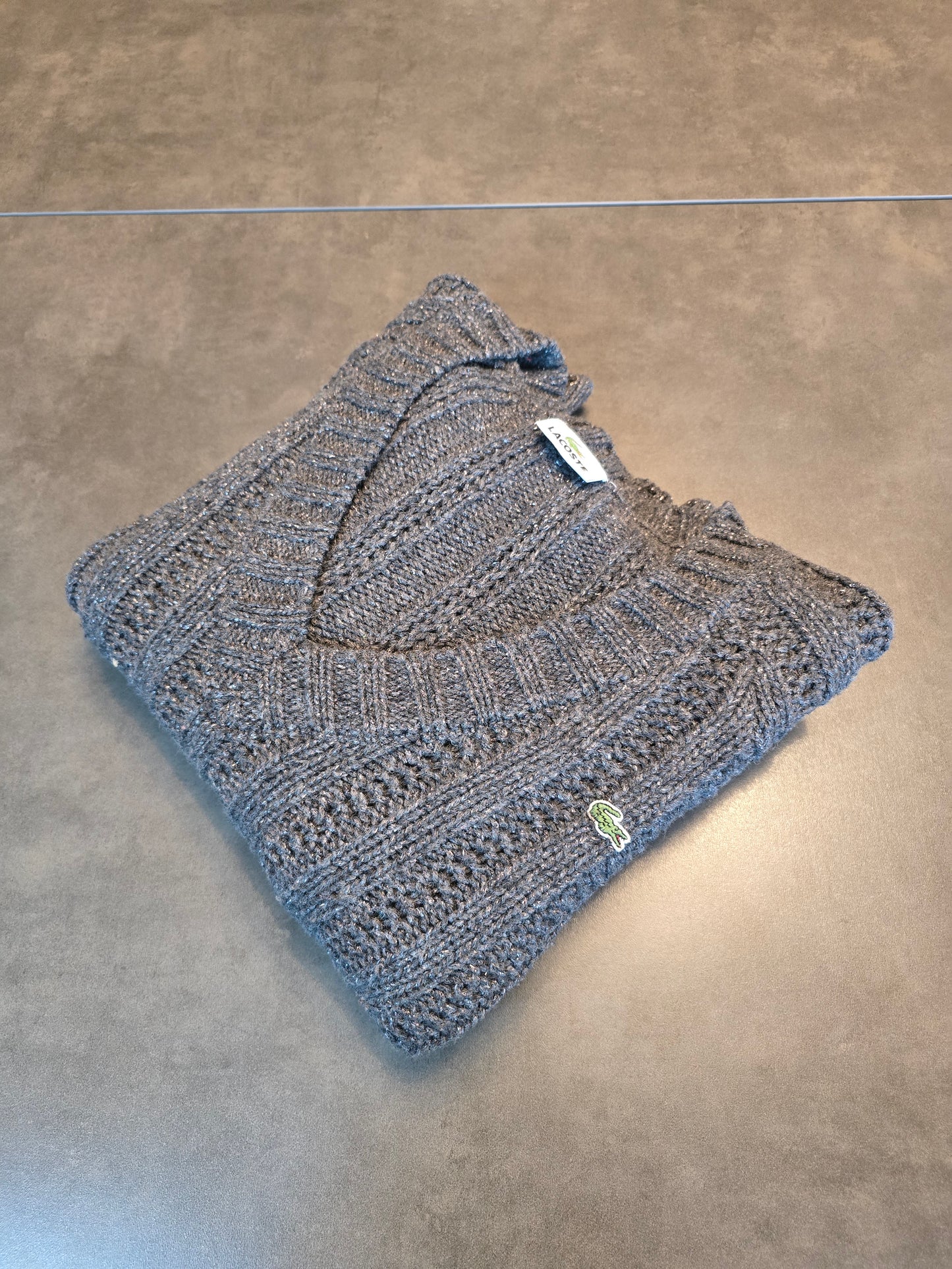 Pull col V en maille gris argenté - S/M