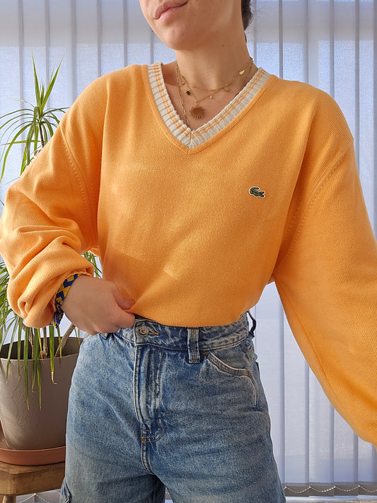 Pull col V orange des années 90' - XL/42