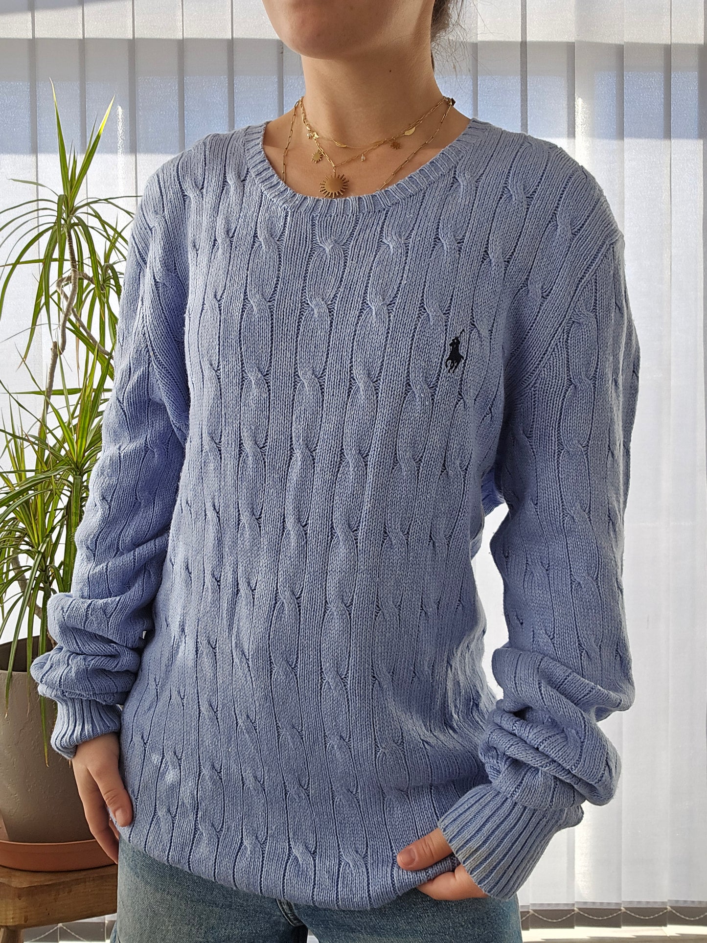 Pull en maille torsadée bleu ciel - L homme