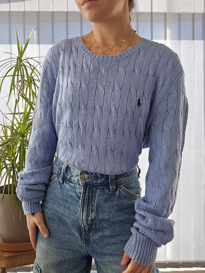 Pull en maille torsadée bleu ciel - L homme